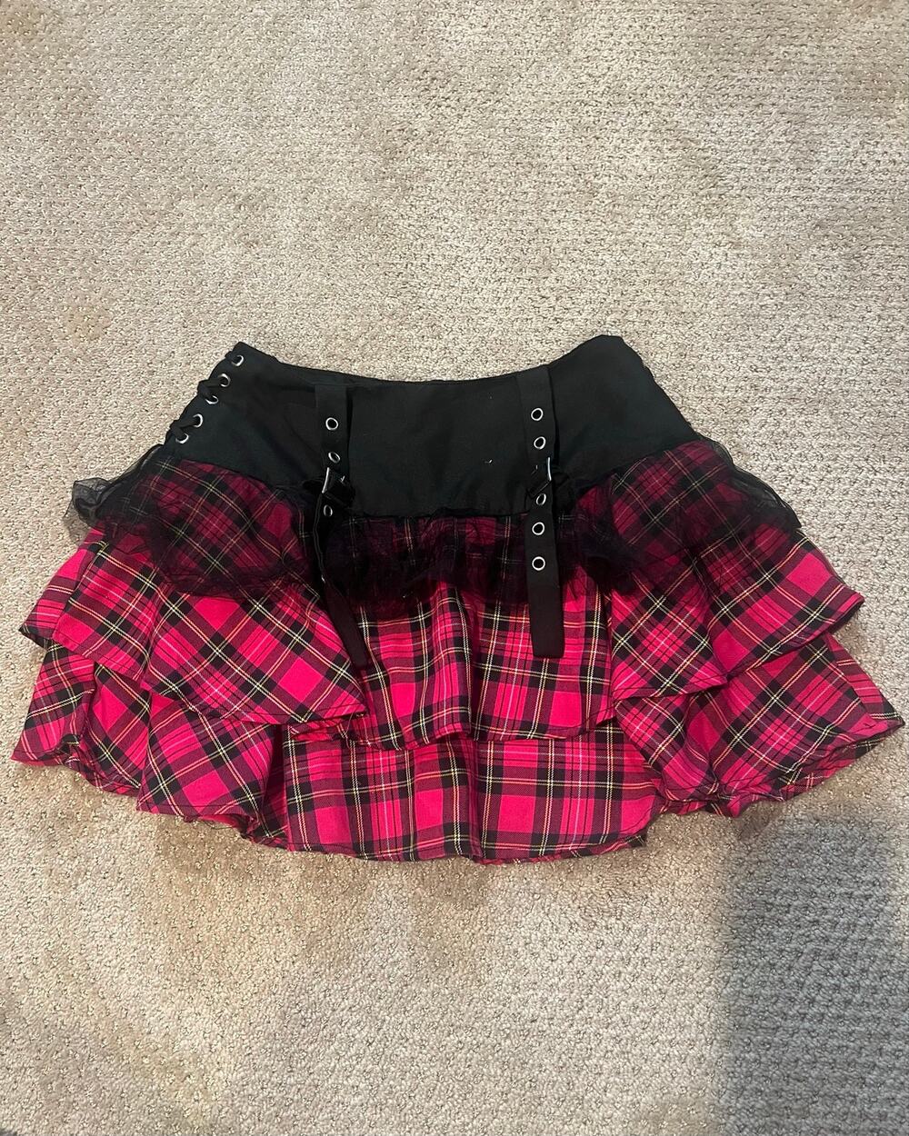 Vintage Social Collision Pink Plaid Skirt